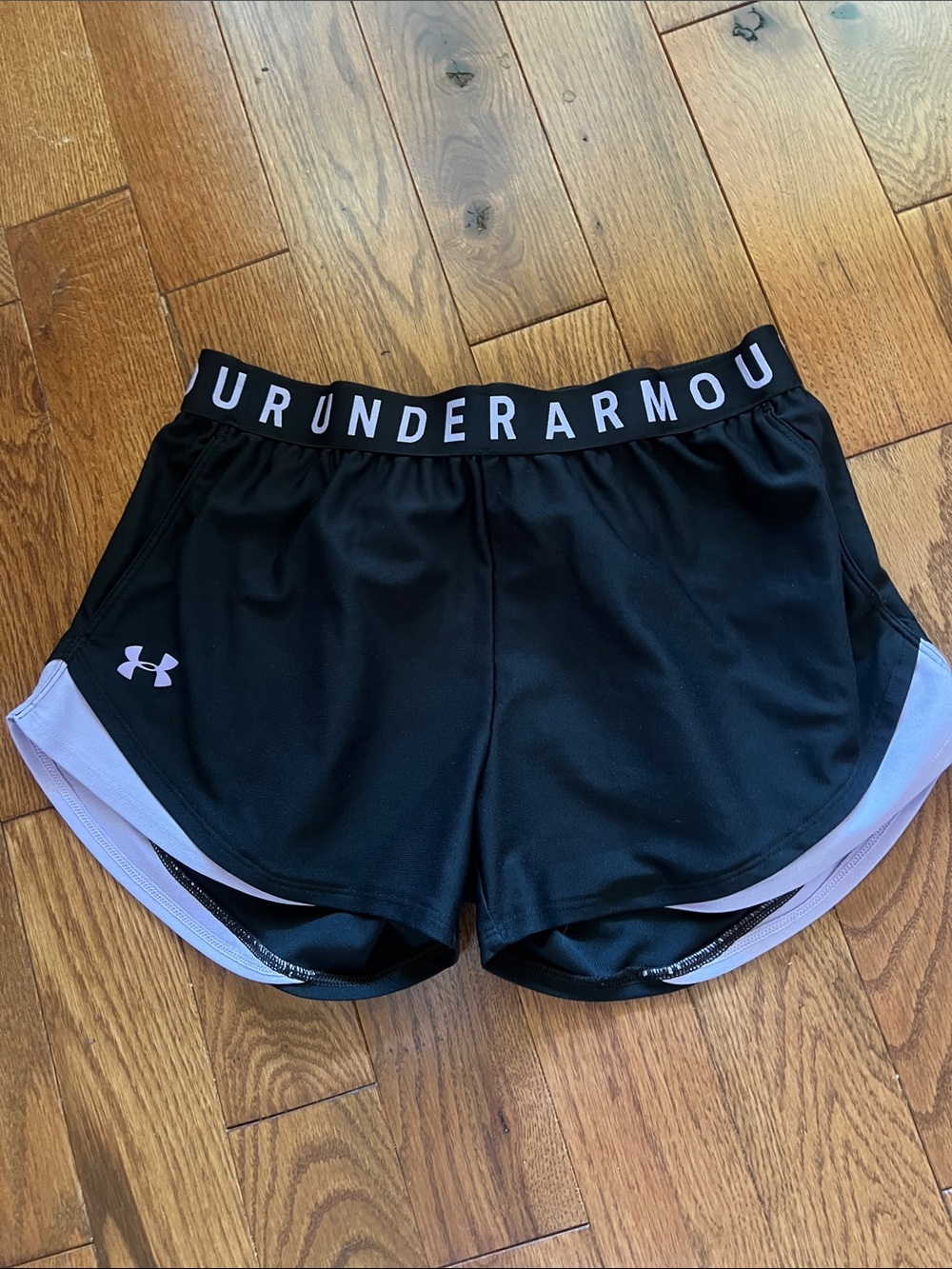 Under Armour Black Athletic Shorts with Lavender